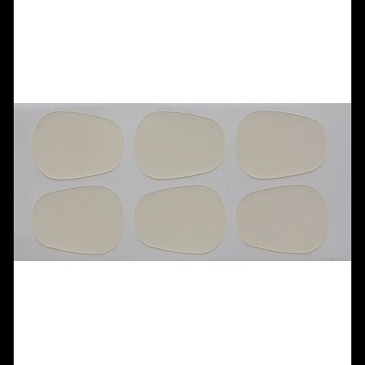 Seis almofadas rectangulares irregulares de espuma bege claro dispostas lado a lado