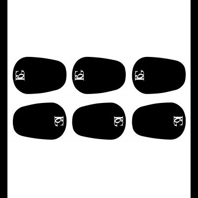 Seis protetores pretos com logótipo branco BG