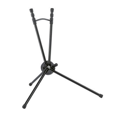 Suporte de guitarra metálico preto com punhos de borracha