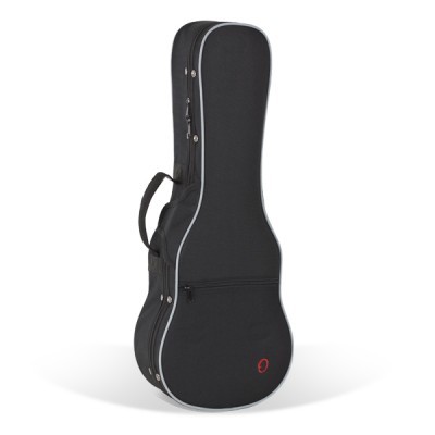 Estojo de guitarra acústica preto com bolso frontal e zíperes