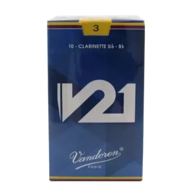 Embalagem azul de palhetas Vandoren para clarinete Sib Bb com número 3