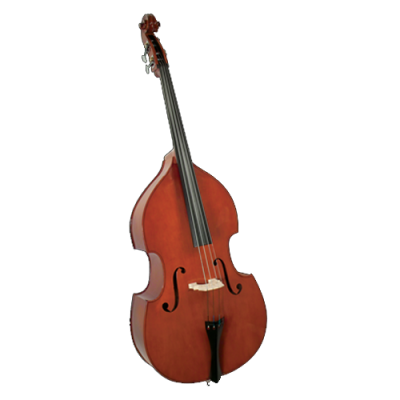 Contrabaixo acústico de madeira castanho-avermelhado com quatro cordas