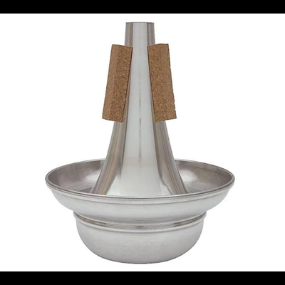 Suporte metálico prateado para trompete com almofadas de cortiça