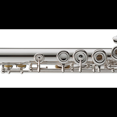 Flauta transversal prateada com chaves