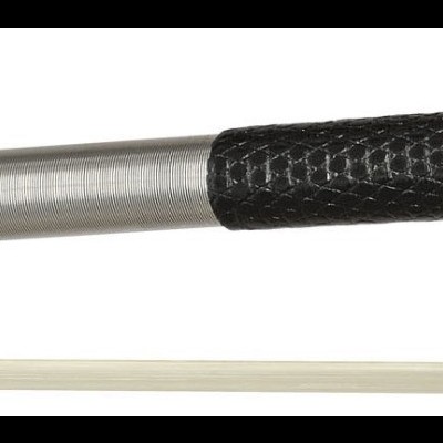 Arco de violino com haste preta e detalhes em prata e preto