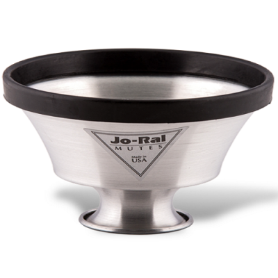 Sordinha Jo-Ral para instrumento de metal prateada com anel preto