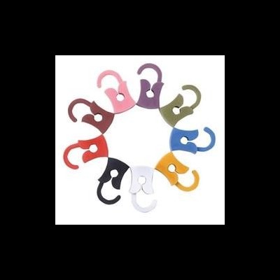 Conjunto colorido de ganchos em forma de cadeado organizados em círculo