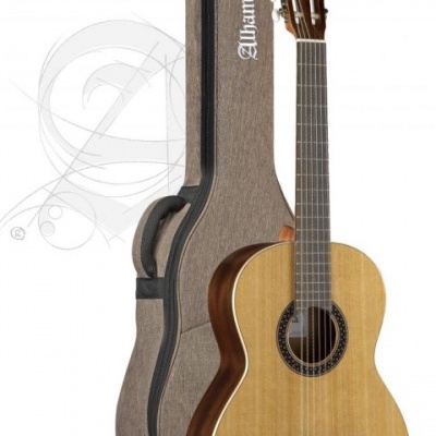 Guitarra clássica de madeira com capa cinza Alhambra