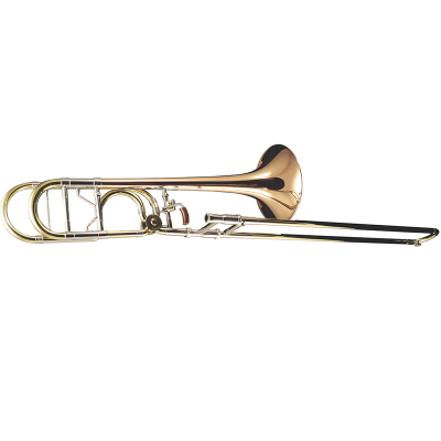 Trombone metálico dourado e prateado