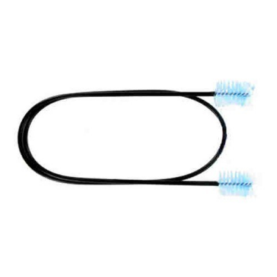 Escova dupla para limpeza de tubos com cabo preto e cerdas azuis