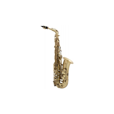 Saxofone dourado com bocal preto