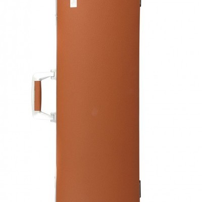 Estojo rígido castanho para instrumentos musicais com pega e fechos metálicos