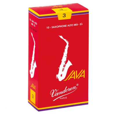 Embalagem vermelha de palhetas para saxofone alto Vandoren Paris com ilustração de saxofone