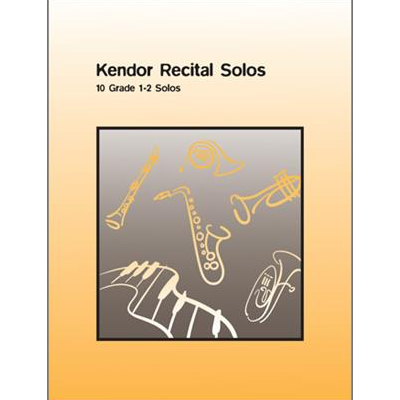 Capa do livro Kendor Recital Solos com ilustrações de instrumentos musicais