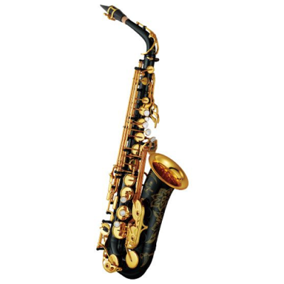 Saxofone tenor preto com detalhes dourados