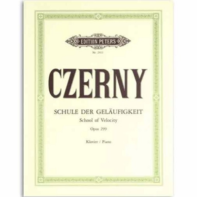 Capa de partitura musical com texto Edition Peters Czerny Opera 299.