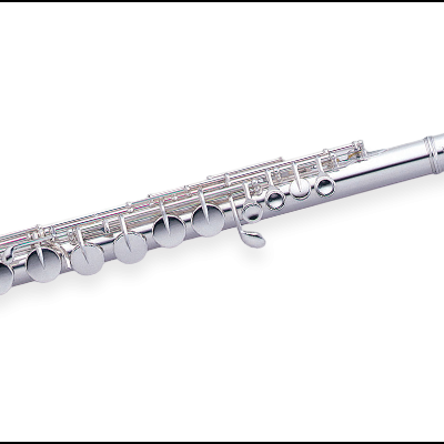 Flauta transversal metálica prateada com chaves