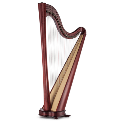 Harpa acústica mogno em fundo branco