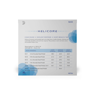 Pacote de cordas para baixo Helicore HS16 D'Addario