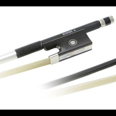 Arco de violino preto e branco com texto RONSEX