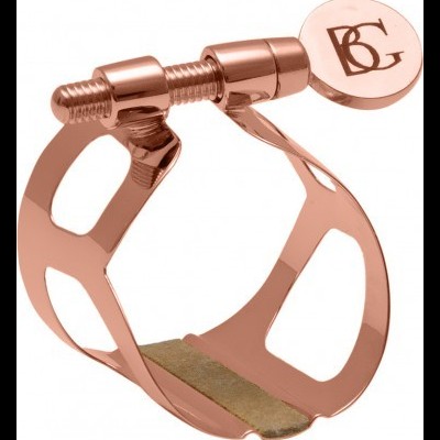 Abraçadeira de metal bronze com parafuso de ajuste e disco com letras BG