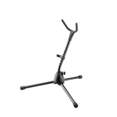 Suporte de tripé preto para instrumento musical com apoio em V