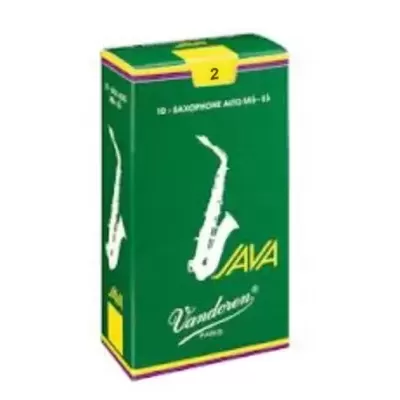 Caixa verde de palhetas para saxofone Vandoren JAVA número 2