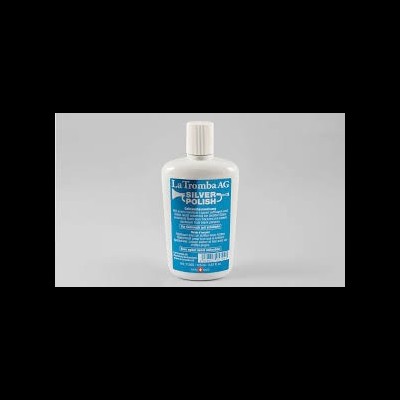 Frasco branco de polidor de prata La Tromba AG Silver Polish com rótulo azul