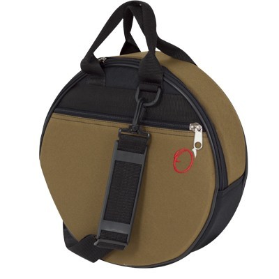 Bolsa redonda para bateria castanha e preta com alça e fecho