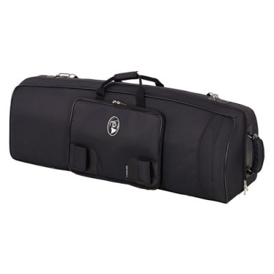 Estojo de instrumento musical preto com bolso frontal e pegas