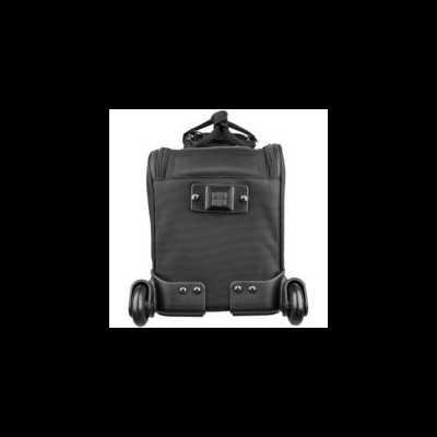 Mala de viagem preta com rodas duplas e alça embutida