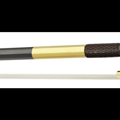 Arco de violino com madeira escura e crina branca