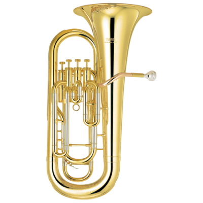 Eufónio dourado com acabamento brilhante e quatro válvulas