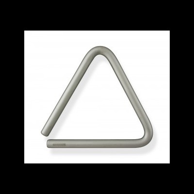 Triângulo musical em metal cinza prateado com formato triangular aberto