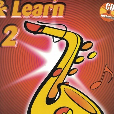 Capa de livro didático para saxofone alto com saxofone amarelo desenhado e texto promocional