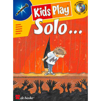 Livro infantil Kids Play Solo com ilustração de criança no palco e público