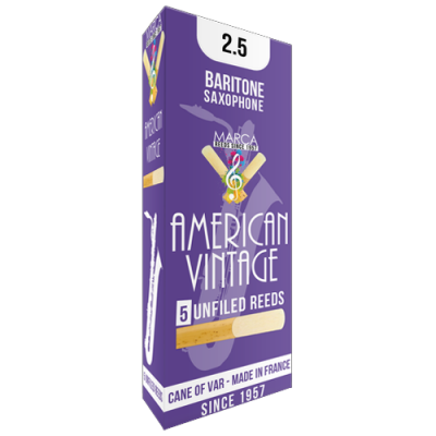 Embalagem roxa de palhetas para saxofone barítono American Vintage tamanho 2.5