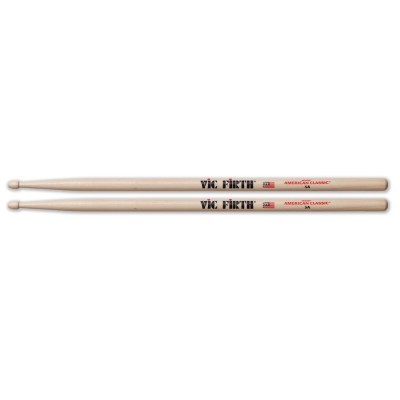 Dois paus de bateria de madeira Vic Firth American Classic com pontas arredondadas