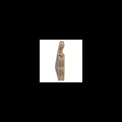 Estojo rígido transparente para violoncelo visto de lado