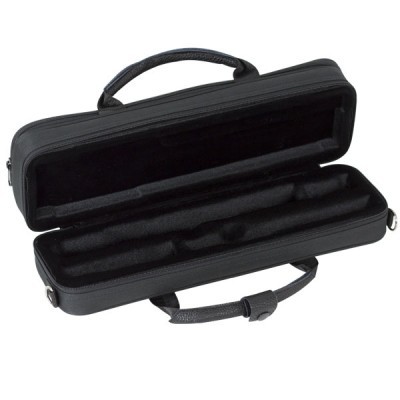 Estojo preto acolchoado para instrumento musical com fecho e alças