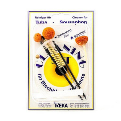 Conjunto de limpeza para instrumentos de sopro com escovas e esponjas em embalagem de cartão