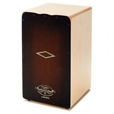 Cajón de madeira com face frontal escurecida e design em losango