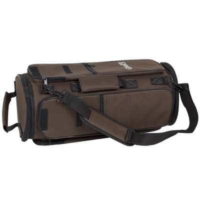 Mala de transporte retangular castanha com alça preta