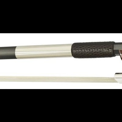 Arco de violoncelo em madeira castanha e preto com texto Sirius 7