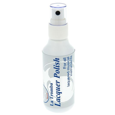 Frasco branco de spray de verniz La Tromba Lacquer Polish para instrumentos