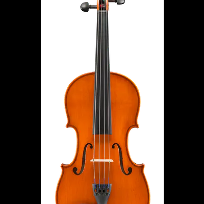 Violino em madeira laranja claro com cordas pretas