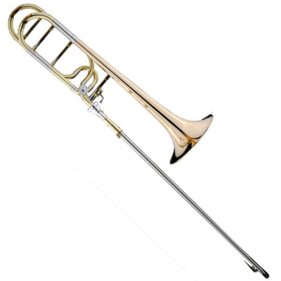 Trombão dourado e prateado com acabamento brilhante