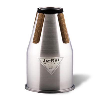 Mudo de metal prateado para trompete com etiqueta Jo-Ral MUTES
