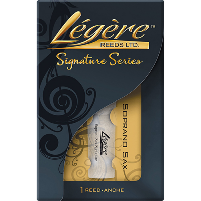 Embalagem preta e dourada de palheta para saxofone soprano Légère Signature Series