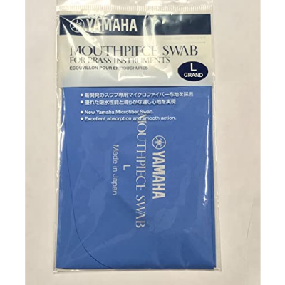 Embalagem de swab para bocal Yamaha azul com texto em inglês e japonês